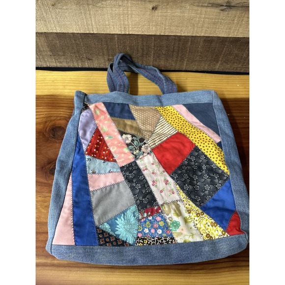 Hand stitched denim And quilt tote bag - Picture 1 of 5